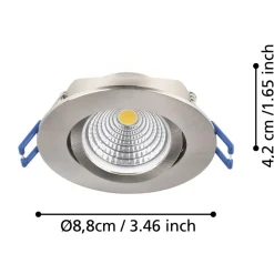 Eglo SALICETO inbouwarmatuur aluminium nikkel-mat H: 42 mm | Ø 88 mm