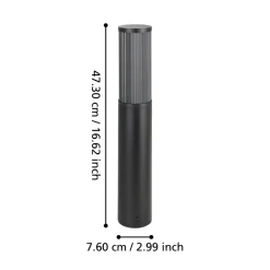 Eglo SALLE Sokkelarmaturen aluminium, kunststof zwart / Kunststof zwart-transparant H: 465 mm | Ø 75 mm New