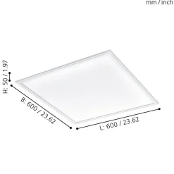 Eglo SALOBRENA-A Plafondarmaturen aluminium wit / Kunststof wit H: 50 mm Clearance