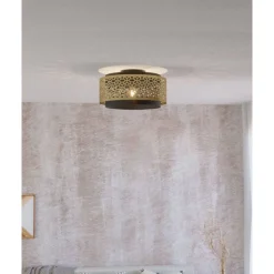 Eglo SANDBACH Plafondarmaturen staal zwart, geelkoper H: 220 mm | Ø 420 mm