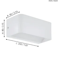 Eglo SANIA 4 Wandlamp aluminium wit H: 80 mm Outlet