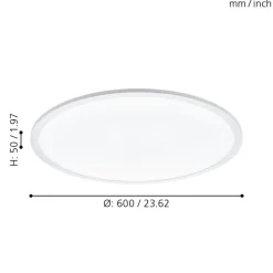 Eglo SARSINA-A Plafondarmaturen aluminium wit / Kunststof wit H: 50 mm | Ø 600 mm