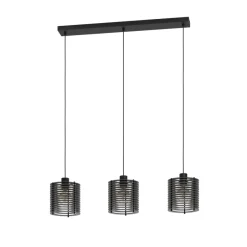 Eglo SEGOVIA hanglamp staal zwart / Hout zwart H: 1100 mm Discount
