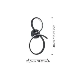 Eglo SERPINS Wandlamp aluminium, staal zwart / Kunststof wit H: 400 mm Best