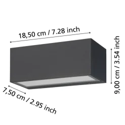 Eglo SPONGANO Wandlamp aluminium zwart / Glas helder H: 90 mm Online