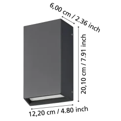 Eglo SPONGANO Wandlamp aluminium zwart / Kunststof transparant H: 200 mm Clearance