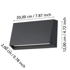 Eglo SPONGANO Wandlamp aluminium zwart / Kunststof transparant H: 120 mm Best
