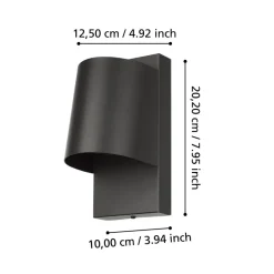 Eglo STAGNONE Wandlamp aluminium, staal zwart / Glas helder H: 205 mm Discount