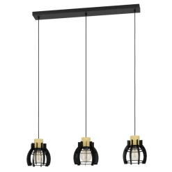 Eglo STILLINGTON 1 hanglamp staal, hout zwart, bruin H: 1100 mm Best