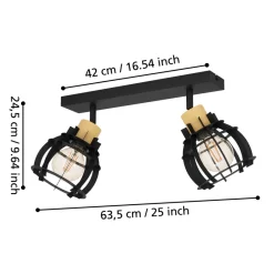 Eglo STILLINGTON 1 spot staal, hout zwart, bruin H: 245 mm