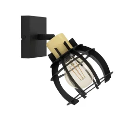 Eglo STILLINGTON 1 spot staal, hout zwart, bruin H: 245 mm | Ø 160 mm Discount