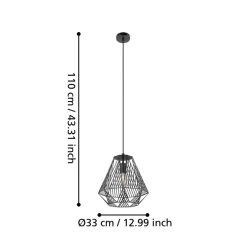 Eglo STYPE hanglamp staal zwart H: 1100 mm | Ø 330 mm Discount