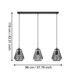 Eglo STYPE hanglamp staal zwart H: 1100 mm