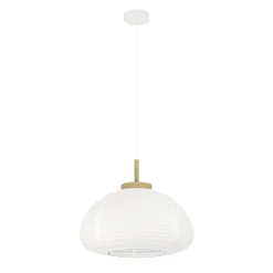 Eglo SUMMERHILL hanglamp staal, hout wit, bruin / papier wit H: 1100 mm | Ø 550 mm