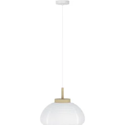 Eglo SUMMERHILL hanglamp staal, hout wit, bruin / papier wit H: 1100 mm | Ø 550 mm