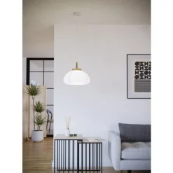 Eglo SUMMERHILL hanglamp staal, hout wit, bruin / papier wit H: 1100 mm | Ø 550 mm