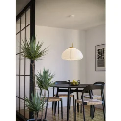 Eglo SUMMERHILL hanglamp staal, hout wit, bruin / papier wit H: 1100 mm | Ø 400 mm Outlet