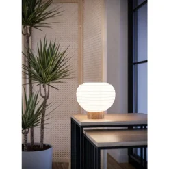 Eglo SUMMERHILL Tafellampen hout, staal bruin / papier wit H: 200 mm | Ø 225 mm Clearance