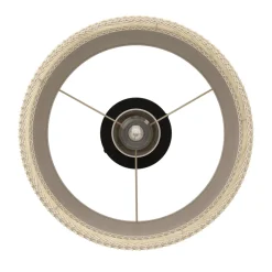 Eglo TABLEY Plafondarmaturen staal zwart / textiel, hout natuurlijk, bruin H: 235 mm | Ø 380 mm Outlet