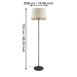 Eglo TABLEY Staande lampen staal zwart / textiel, hout natuurlijk, bruin H: 1530 mm | Ø 380 mm Hot