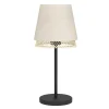 Eglo TABLEY Tafellampen staal zwart / textiel, hout natuurlijk, bruin H: 425 mm | Ø 190 mm Clearance
