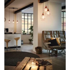 Eglo TARBES hanglamp staal zwart / staal koperkleuren H: 1100 mm Outlet