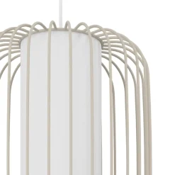 Eglo TERRAROSA hanglamp staal zandkleuren / textiel wit H: 1100 mm | Ø 240 mm Clearance