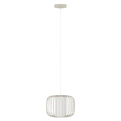 Eglo TERRAROSA hanglamp staal zandkleuren / textiel wit H: 1100 mm | Ø 285 mm Clearance