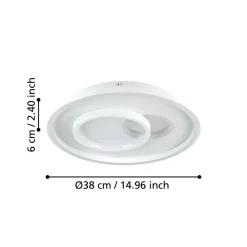 Eglo TIRIOLO Wand-/plafondlamp staal, kunststof wit, zilver H: 60 mm | Ø 380 mm Sale