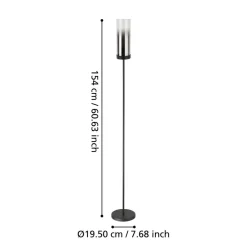Eglo TOOTHILL Staande lampen staal zwart / glas gestoomd zwart-transparant H: 1535 mm | Ø 105 mm Best