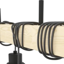Eglo TOWNSHEND 5 hanglamp staal, hout zwart, bruin H: 1100 mm