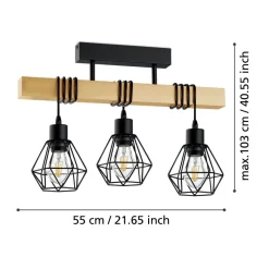 Eglo TOWNSHEND 5 Plafondarmaturen staal, hout zwart, bruin H: 360 mm Online