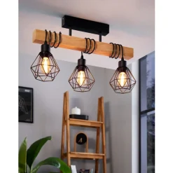 Eglo TOWNSHEND 5 Plafondarmaturen staal, hout zwart, bruin H: 360 mm Online