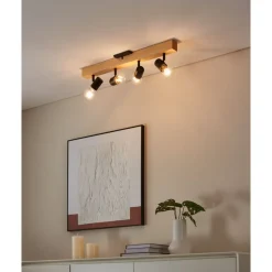 Eglo TOWNSHEND 3 spot hout, staal bruin, zwart Hot