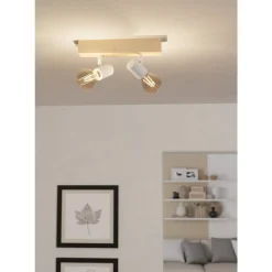 Eglo TOWNSHEND 3 spot hout, staal bruin, wit Clearance