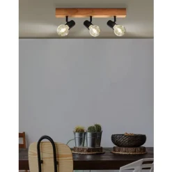 Eglo TOWNSHEND 3 spot hout, staal bruin, zwart New