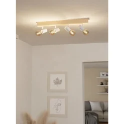 Eglo TOWNSHEND 3 spot hout, staal bruin, wit Best