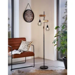 Eglo TOWNSHEND 5 Staande lampen staal, hout zwart, bruin H: 1665 mm Hot