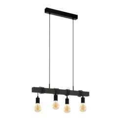 Eglo TOWNSHEND hanglamp staal, hout zwart H: 1100 mm