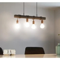 Eglo TOWNSHEND hanglamp staal, hout zwart H: 1100 mm