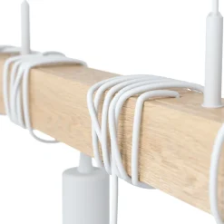 Eglo TOWNSHEND hanglamp staal wit / Hout bruin H: 1100 mm Outlet