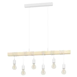Eglo TOWNSHEND hanglamp staal wit / Hout bruin H: 1100 mm Best