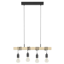 Eglo TOWNSHEND hanglamp staal, hout zwart, bruin H: 1100 mm Outlet