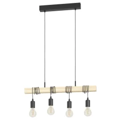 Eglo TOWNSHEND hanglamp staal, hout zwart, bruin H: 1100 mm Outlet