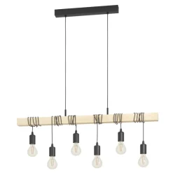 Eglo TOWNSHEND hanglamp staal, hout zwart, bruin H: 1100 mm