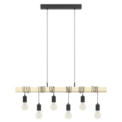 Eglo TOWNSHEND hanglamp staal, hout zwart, bruin H: 1100 mm
