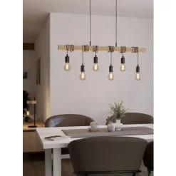 Eglo TOWNSHEND hanglamp staal, hout zwart, bruin H: 1100 mm