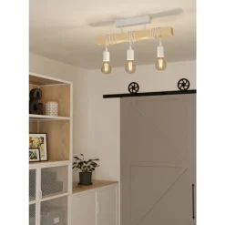 Eglo TOWNSHEND Plafondarmaturen staal wit / Hout bruin H: 265 mm