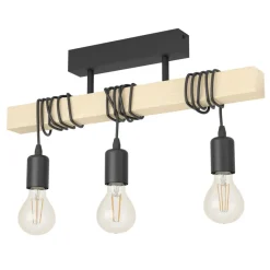 Eglo TOWNSHEND Plafondarmaturen staal, hout zwart, bruin H: 265 mm Discount
