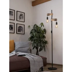 Eglo TOWNSHEND Staande lampen staal, hout zwart, bruin H: 1665 mm New
